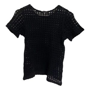 Black Crochet Short Sleeve Top